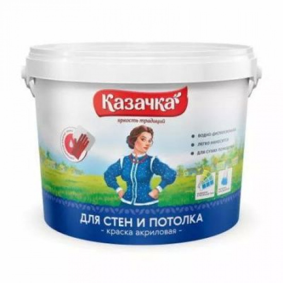 Большое фото товара - Краска ВД-АК W3  д/стен и потолков 1,4кг КАЗАЧКА, 22-00001669. Вариант №1